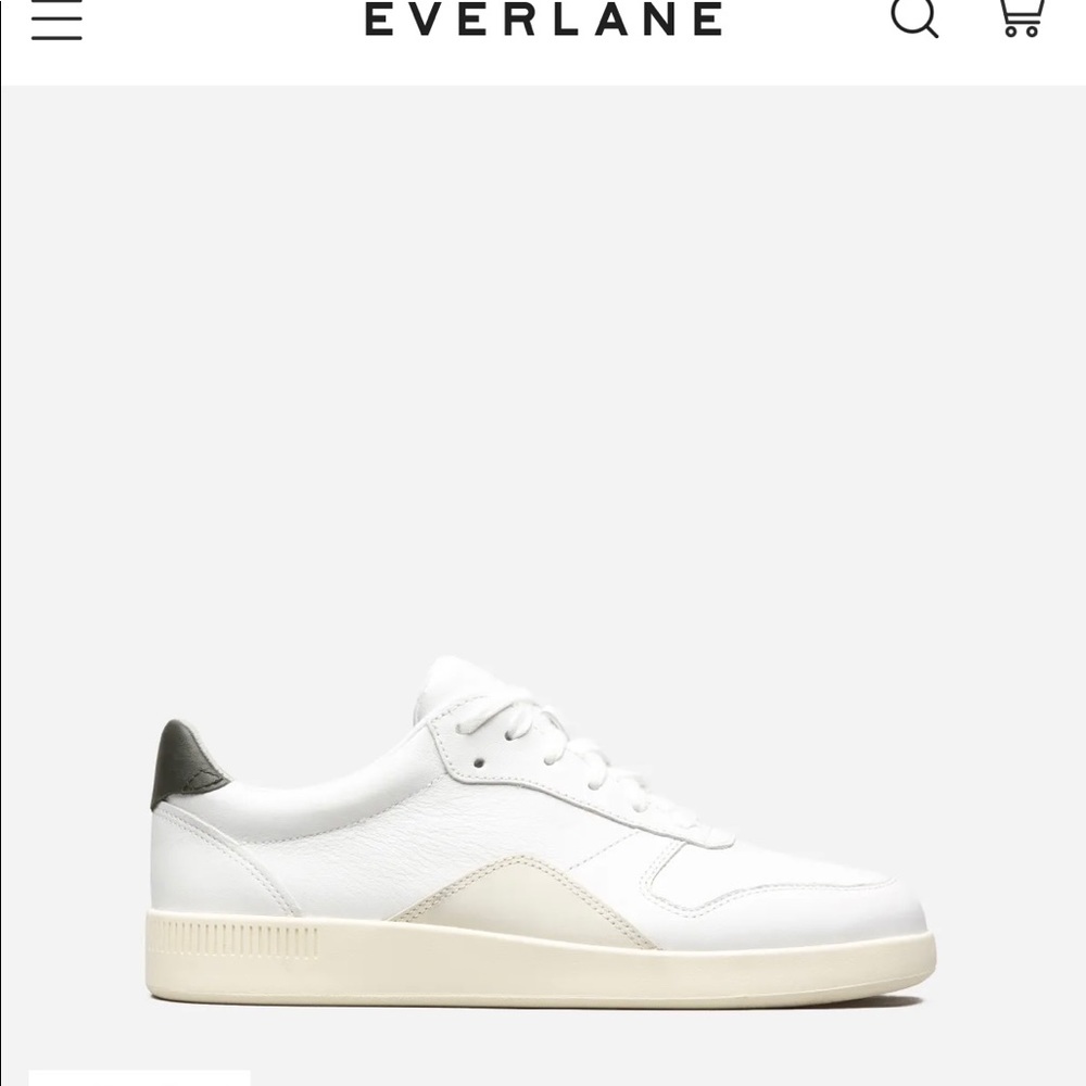 Everlane Court Sneaker white/forest size 7.5